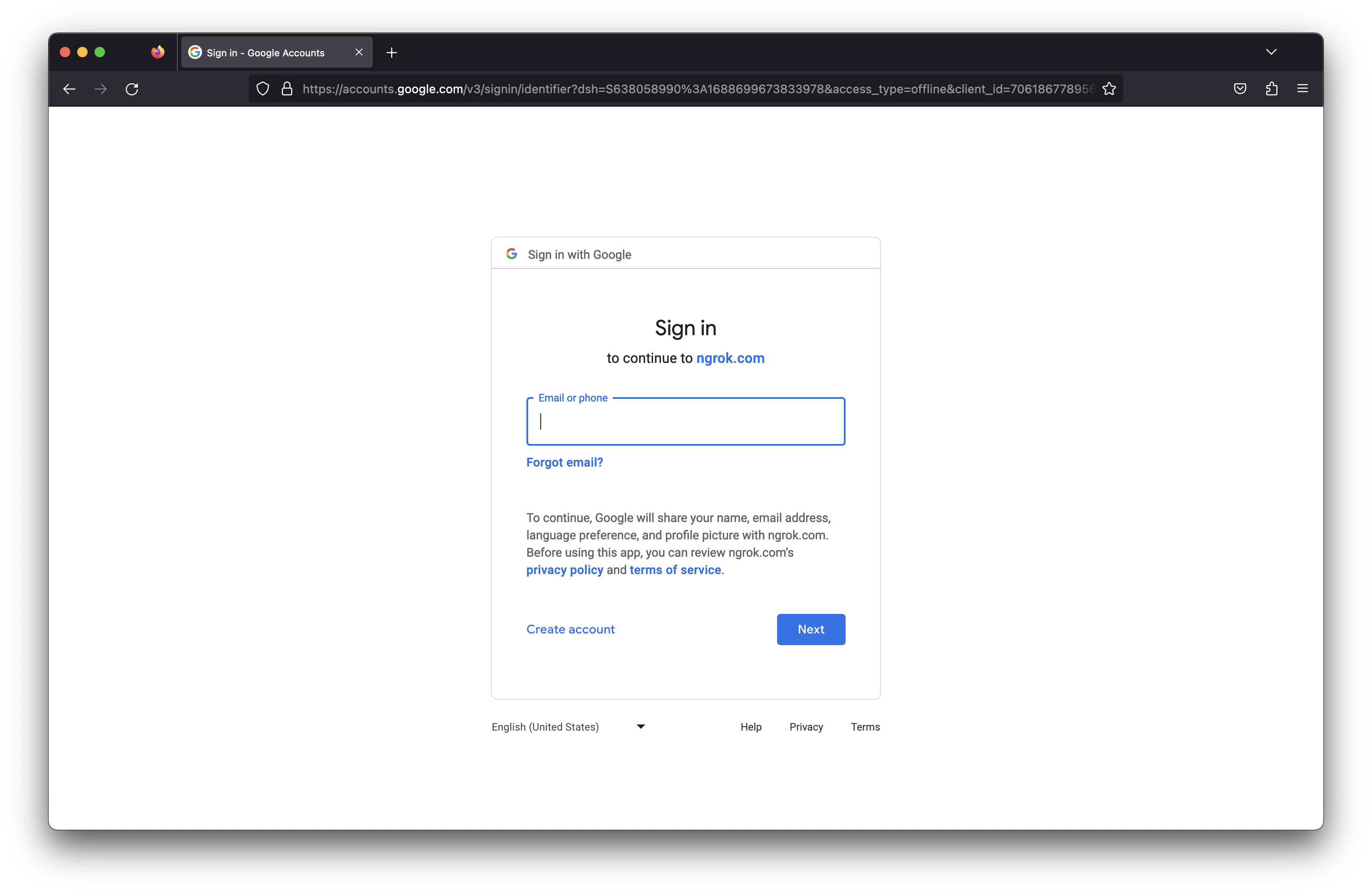 Google OAuth Screen